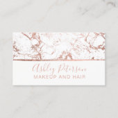 Roos goudmarmer, witte haarmake-up typografie visitekaartje (Voorkant)
