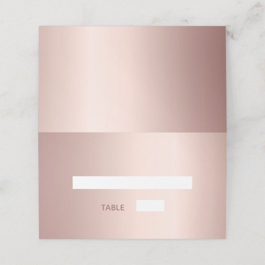 Roos goudmetaal elegante bruiloft plaatskaartje (Buitenkant ongevouwen)