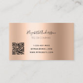 Roos goudmetaal, marmer logo QR-code Visitekaartje (Achterkant)