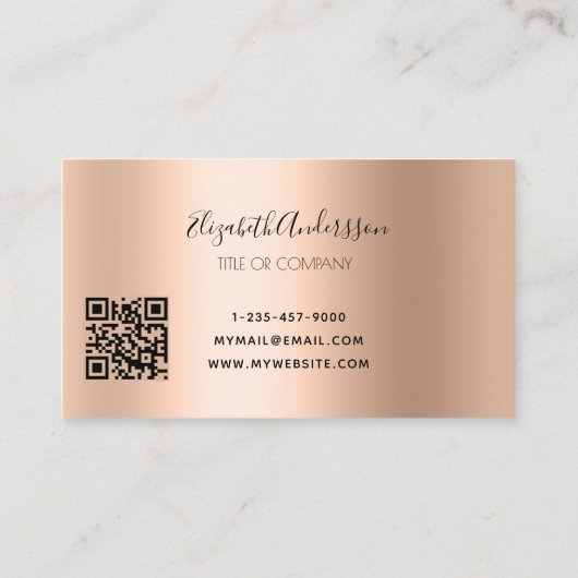 Roos goudmetaal, marmer logo QR-code Visitekaartje (Achterkant)