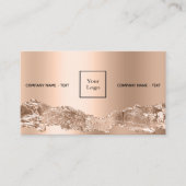 Roos goudmetaal, marmer logo QR-code Visitekaartje (Voorkant)