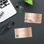Roos goudmetaal, marmer logo QR-code Visitekaartje