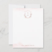 Roos goudmonogram, gepersonaliseerd Papier Notitiekaartje (Voorkant)