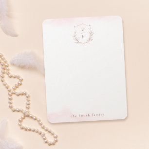 Roos goudmonogram, gepersonaliseerd Papier Notitiekaartje