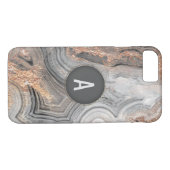 Roos goudmonogram grijze geode-telefoonafdekking k Case-Mate iPhone case (Achterkant (Horizontaal))