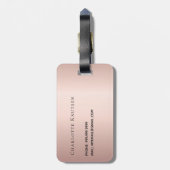 Roos goudmonogram initiaal bagagelabel (Achterkant verticaal)