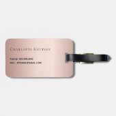 Roos goudmonogram initiaal bagagelabel (Achterkant horizontaal)