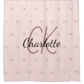 Roos goudmonogram initiaal douchegordijn (Voorkant)