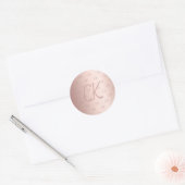 Roos goudmonogram initiaal ronde sticker (Envelop)