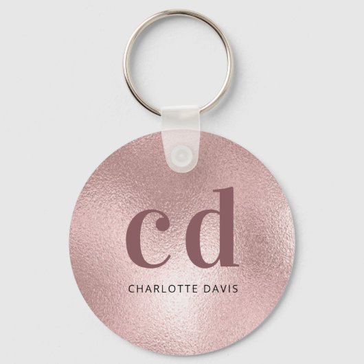 Roos goudmonogram initiaal sleutelhanger (Voorkant)