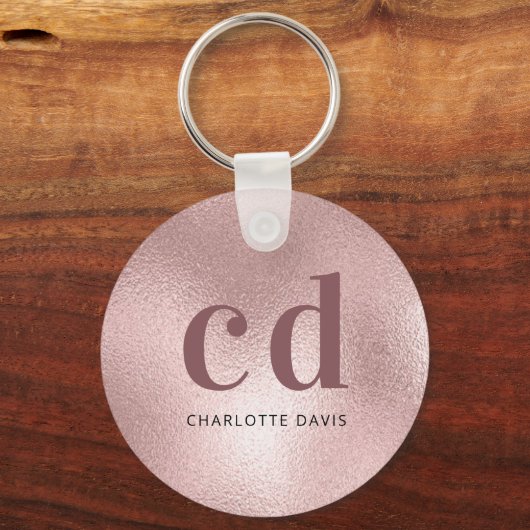 Roos goudmonogram initiaal sleutelhanger (Voorkant)