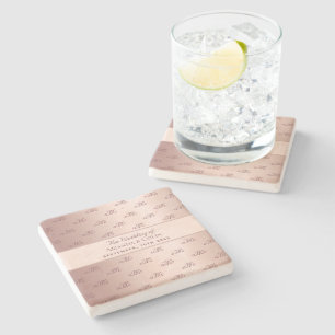 Roos goudmonogram initialen bruiloft behalve datum stenen onderzetter