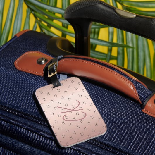 Roos goudmonogram initialen elegant bagagelabel (Voorkant Insitu 1)