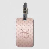 Roos goudmonogram initialen elegant bagagelabel (Voorkant (verticaal))