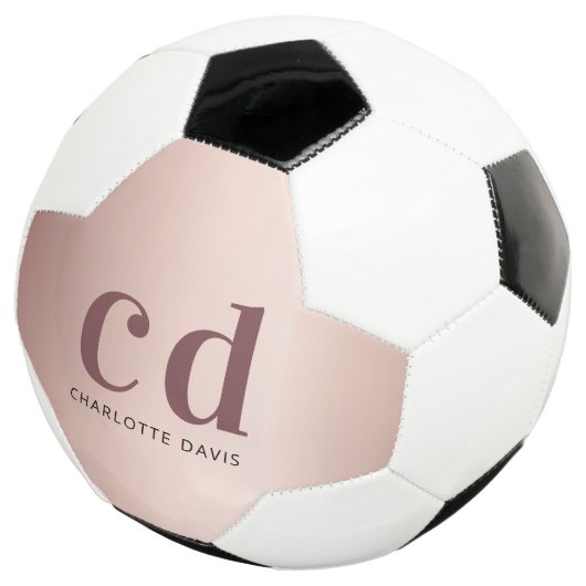 Roos goudmonogram initialen metallische luxe voetbal (Drie kwart)