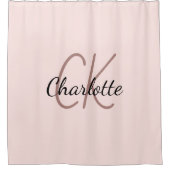 Roos goudmonogram initialen naam minimalistisch douchegordijn (Voorkant)
