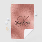 Roos goudmonogram initialen naam minimalistisch golfhanddoek (Insitu)