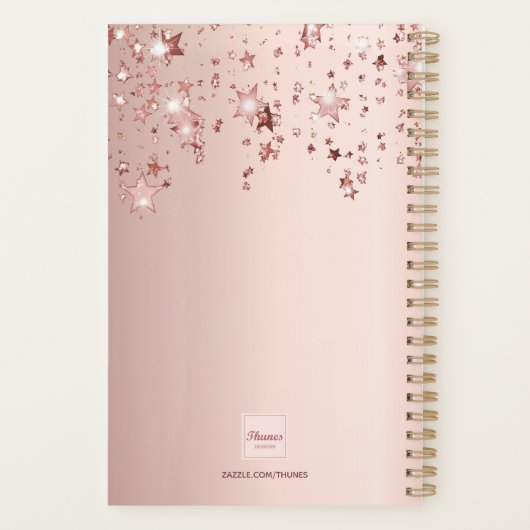 Roos goudmonogram initialen sterren planner (Achterkant)