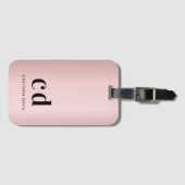 Roos goudmonogram moderne naam bagagelabel (Voorkant (horizontaal))