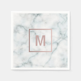 roos goudmonogram op marmer servet