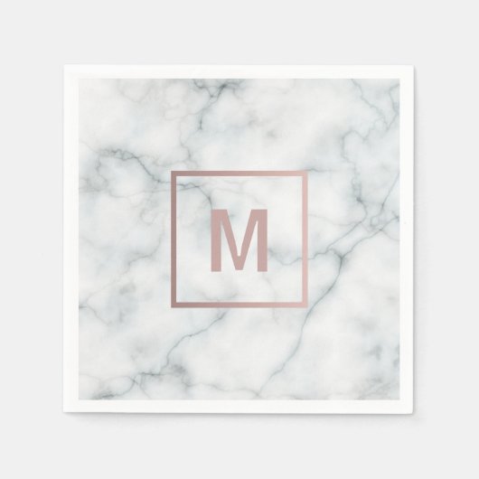 roos goudmonogram op marmer servet (Voorkant)