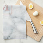 roos goudmonogram op witte marmer theedoek (Quarter Fold)