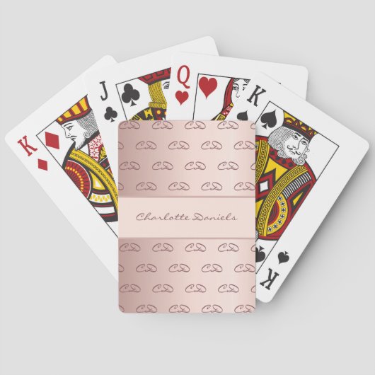 Roos goudmonogram patroon initiaal naam pokerkaarten (Achterkant)