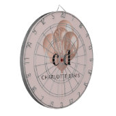 Roos goudnaam monogram initialen ballonnen dartbord (Voorkant Links)