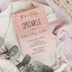 Roos goudnevel glitter roze ombre baby sprinkhaan kaart