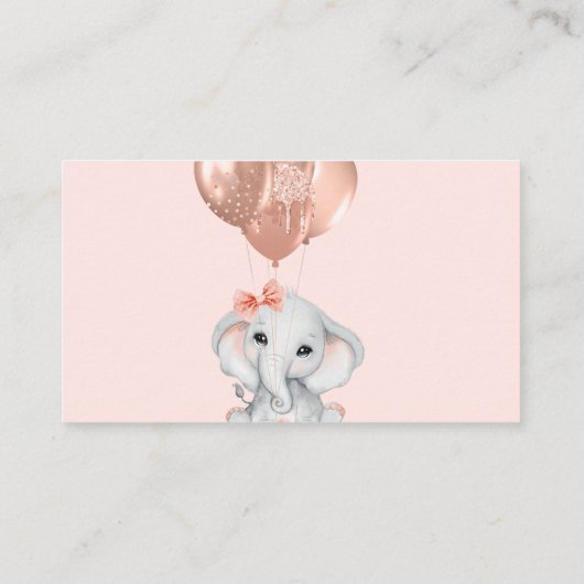 Roos goudolifant baby shower informatiekaartje (Achterkant)