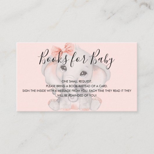 Roos goudolifant baby shower informatiekaartje (Voorkant)