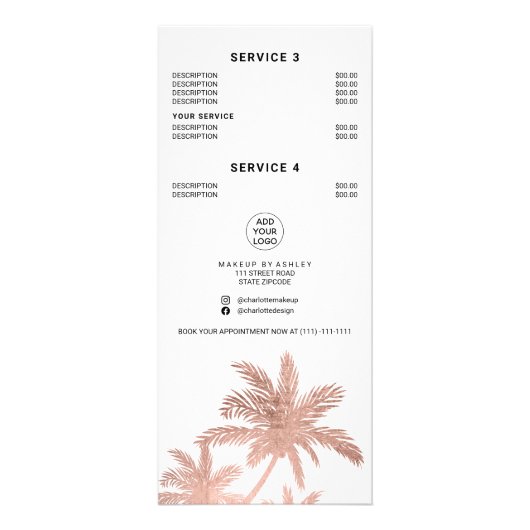 Roos goudpalm- en kapprijs reclamekaart (Achterkant)