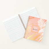 Roos goudpalm verlaat moderne elegante monogram notitieboek (Binnen)