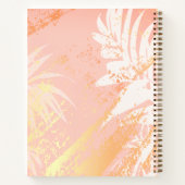 Roos goudpalm verlaat moderne elegante monogram notitieboek (Achterkant)