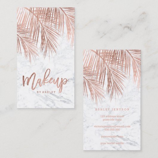 Roos goudpalmbladerblauw visitekaartje (Voorkant / Achterkant)