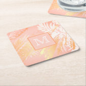 Roos goudpalmbladeren monogram kartonnen onderzetters (Schuin)