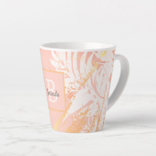 Roos goudpalmbladeren monogram latte mok