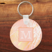 Roos goudpalmbladeren monogram sleutelhanger (Voorkant)