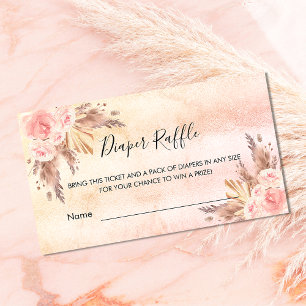 Roos goudpampas baby shower diaper treinkaartje informatiekaartje