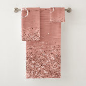 Roos goudpenseel Glitter Monogram Bad Handdoek (Insitu)