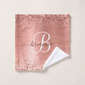 Roos goudpenseel Glitter Monogram Bad Handdoek (Wasdoekje)