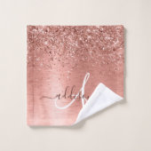 Roos goudpenseel Glitter Monogram Bad Handdoek (Wasdoekje)