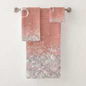Roos goudpenseel Glitter Monogram Bad Handdoek (Insitu)