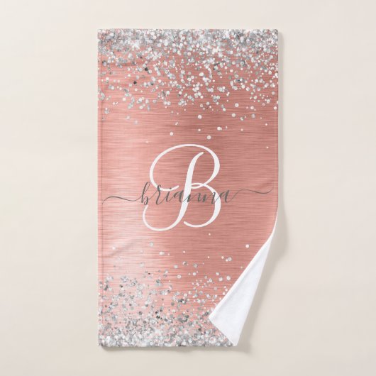 Roos goudpenseel Glitter Monogram Bad Handdoek (Handdoek)