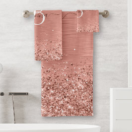 Roos goudpenseel Glitter Monogram Bad Handdoek