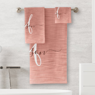 Roos goudpenseel Glitter Monogram Bad Handdoek