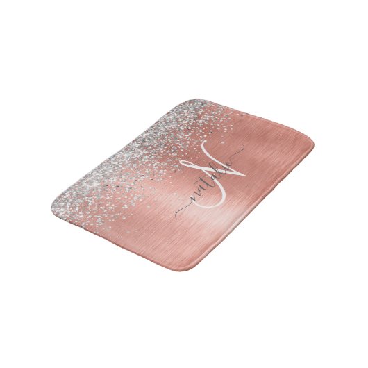 Roos goudpenseel Glitter Monogram Badmat (Gekanteld)