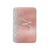 Roos goudpenseel Glitter Monogram Badmat (Voorkant Verticaal)