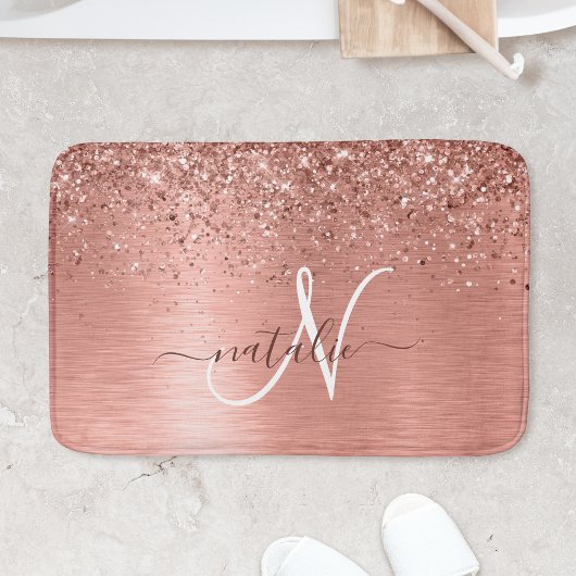 Roos goudpenseel Glitter Monogram Badmat