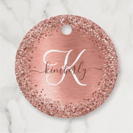 Roos goudpenseel Glitter Monogram Bedankjes Labels